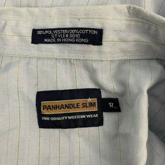 Panhandle Slim Western Shirt 17 Blue Striped Pearl - Picture 5 of 5